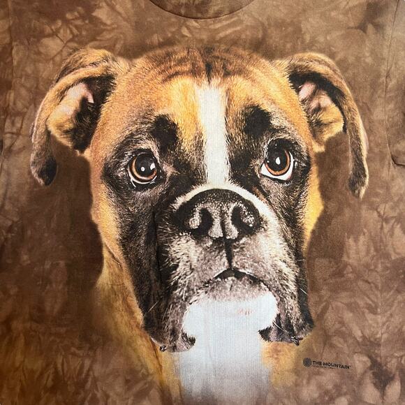 The Mountain Begging Boxer Dog Lover T-Shirt Brown Tie Dye Short Sleeve Tee S - Picture 4 of 5